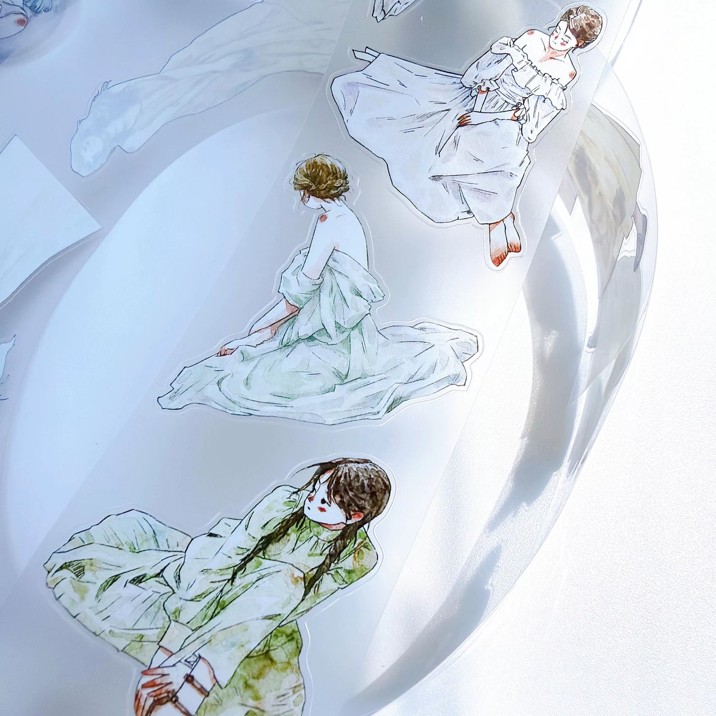 Kaixiaoxun Vol13【Maiden's Heart】 Pre-Cut Long Loop Washi/Matte PET Tape for Scrapbook Supplies,Junk Journal Supplies