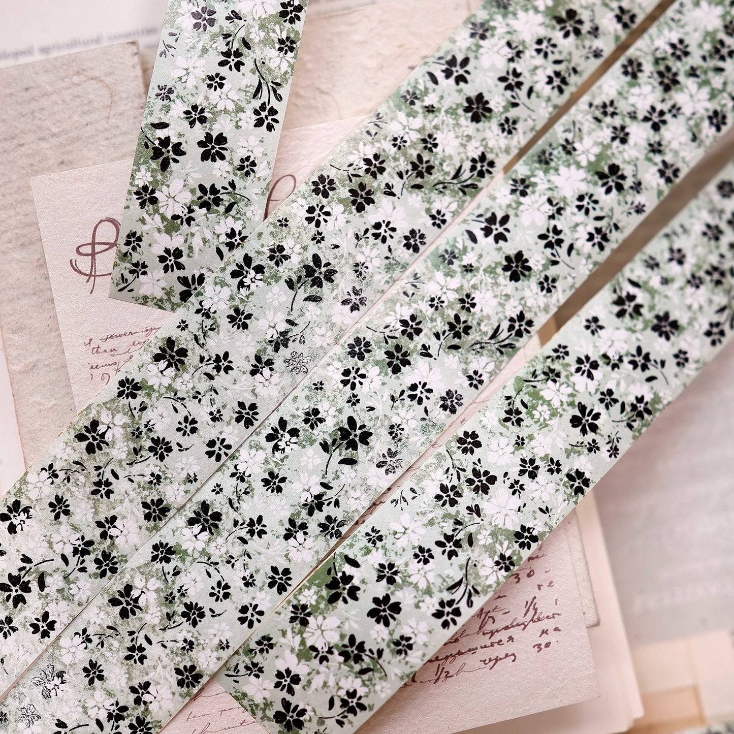 XiaoBaiJia Salt Series【Green Mist Flower Message / Brown Tea Flower Shadow】Pre-cut Orginal Design Washi/Pet Tape Light Retro Stickers