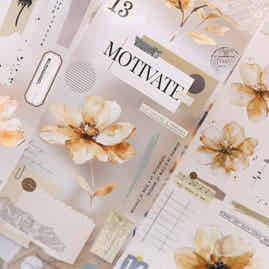 XiaoBaiJia 【Handwriting】Orginal Design Washi/Pet Tape Light Retro Landscaping Stickers,for Scrapbook Supplies,Scrapbook Tape Stickers,Junk Journal Supplies