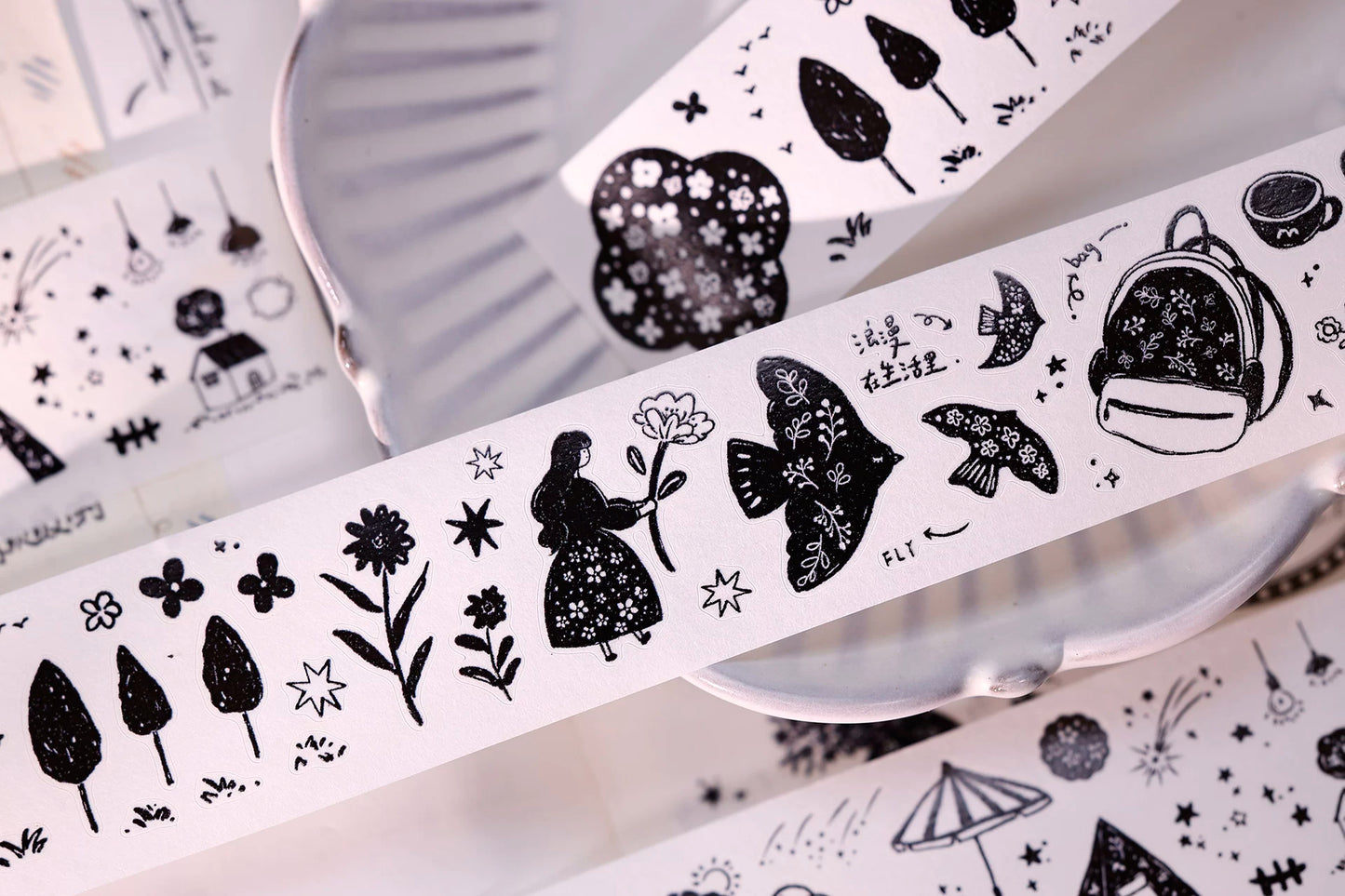 XiaoBaiJia Salt Series【Plain Color Painting】Pre-cut Orginal Design Mall Figures Embellish Washi/Pet Tape Light Retro Stickers