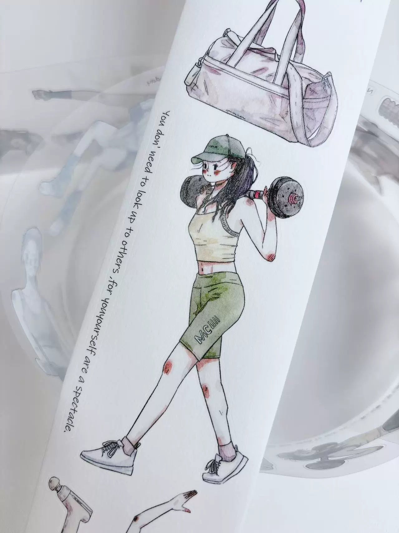 Kaixiaoxun Vol10【She · Power】 Pre-Cut Long Loop Washi/Matte PET Tape for Scrapbook Supplies,Junk Journal Supplies