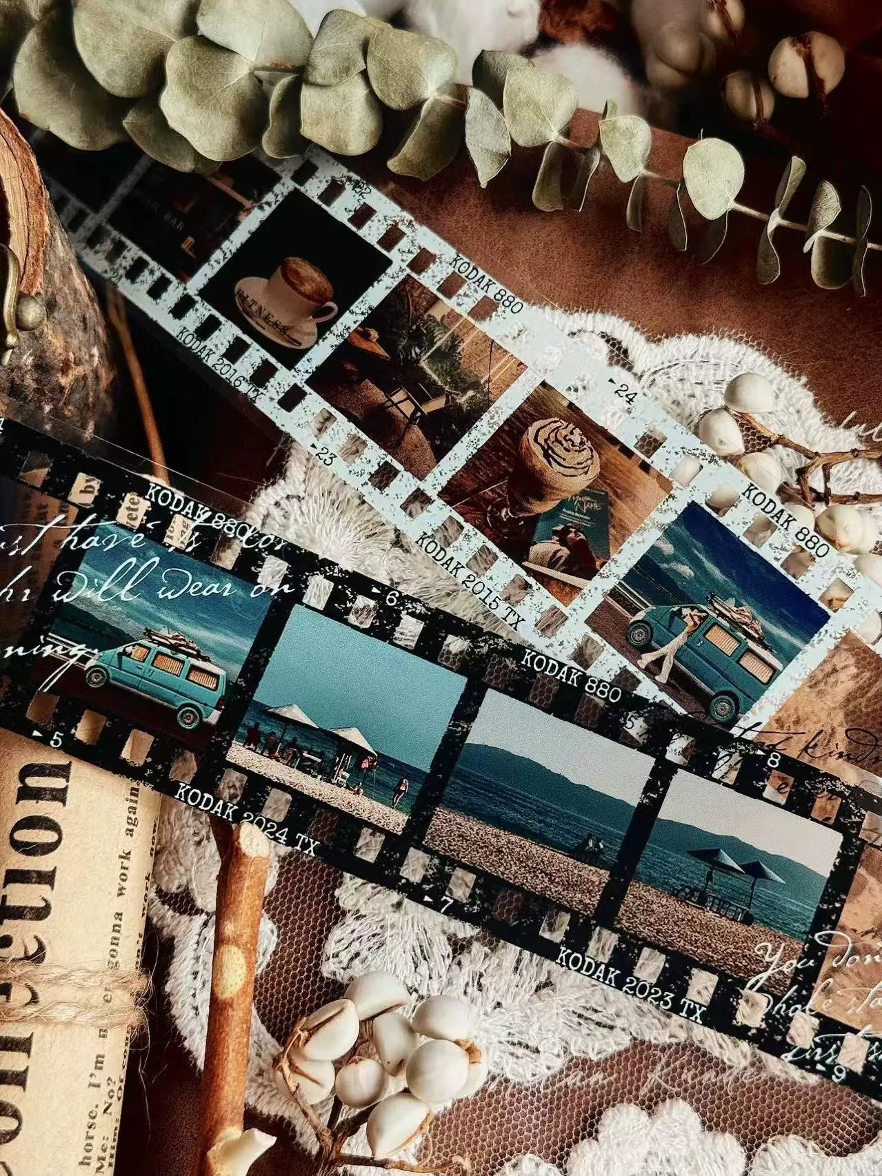 Linlanxi【Memories of Time】Original Washi/Pet Tape New Retro Life Old Film Series Decorative Tape Long Loop Full Roll