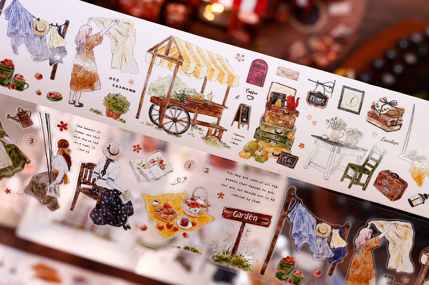 XiaoBaiJia Salt Series【Warm Light and Leisurely Delights】Pre-cut Orginal Design Vintage Scene Washi/Pet Tape Light Retro Stickers