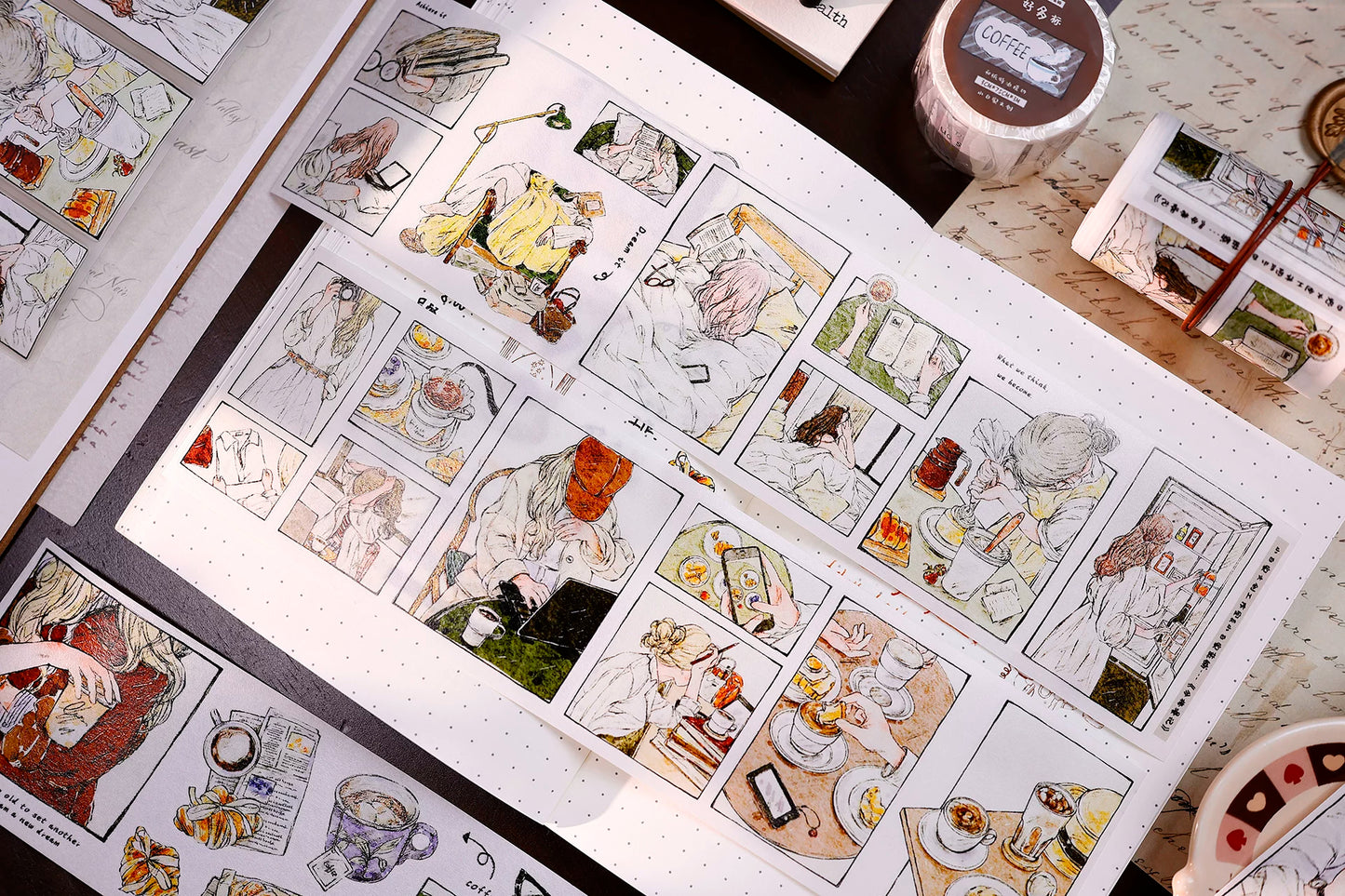 XiaoBaiJia Salt Series【Fengge Manji】Pre-cut Orginal Design Comic-style Daily Life Washi/Pet Tape Light Retro Stickers