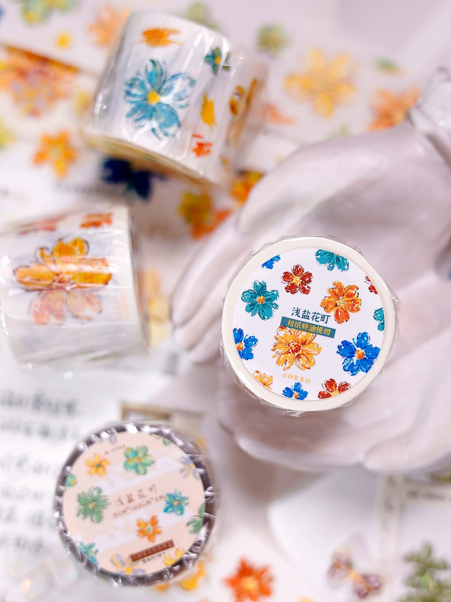 XiaoBaiJia Salt Series【Shallow Salt Flower Town】Pre-cut Orginal Design Flora Washi/Pet Tape Light Retro Stickers