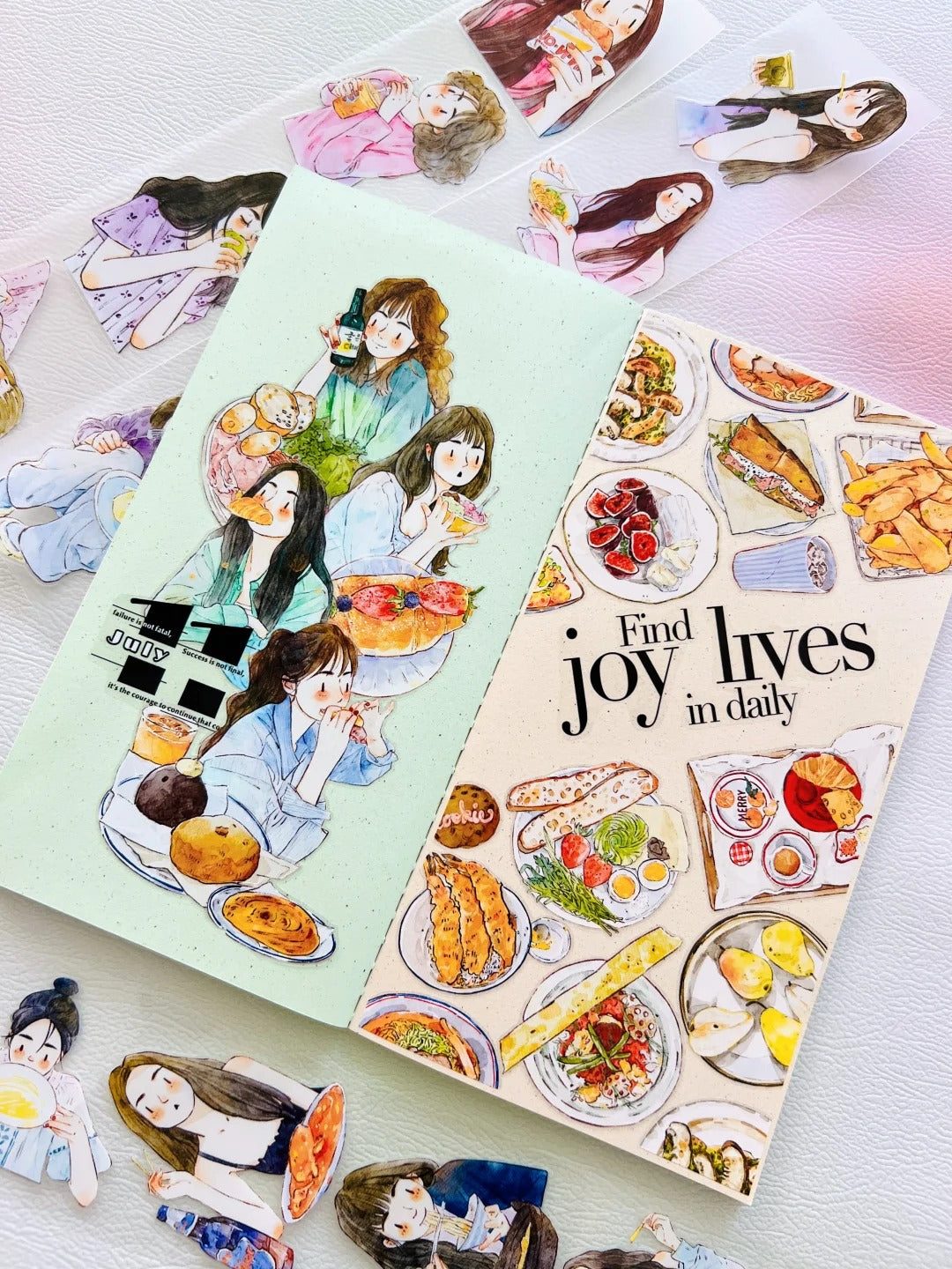 DingDing Washi Tape Set-2 Rolls(56+57) Washi/PET Tape Stickers,Original Designs,Fashion Characters Figures for Scrapbooks Supplies,Journaling,Junk Journal,Bullet Journals,Planners