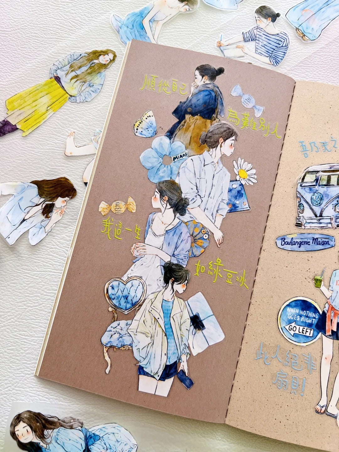 DingDing Washi Tape Set-2 Rolls(59+A57) Washi/PET Tape Stickers,Original Designs,Fashion Characters Figures for Scrapbooks Supplies,Journaling,Junk Journal,Bullet Journals,Planners