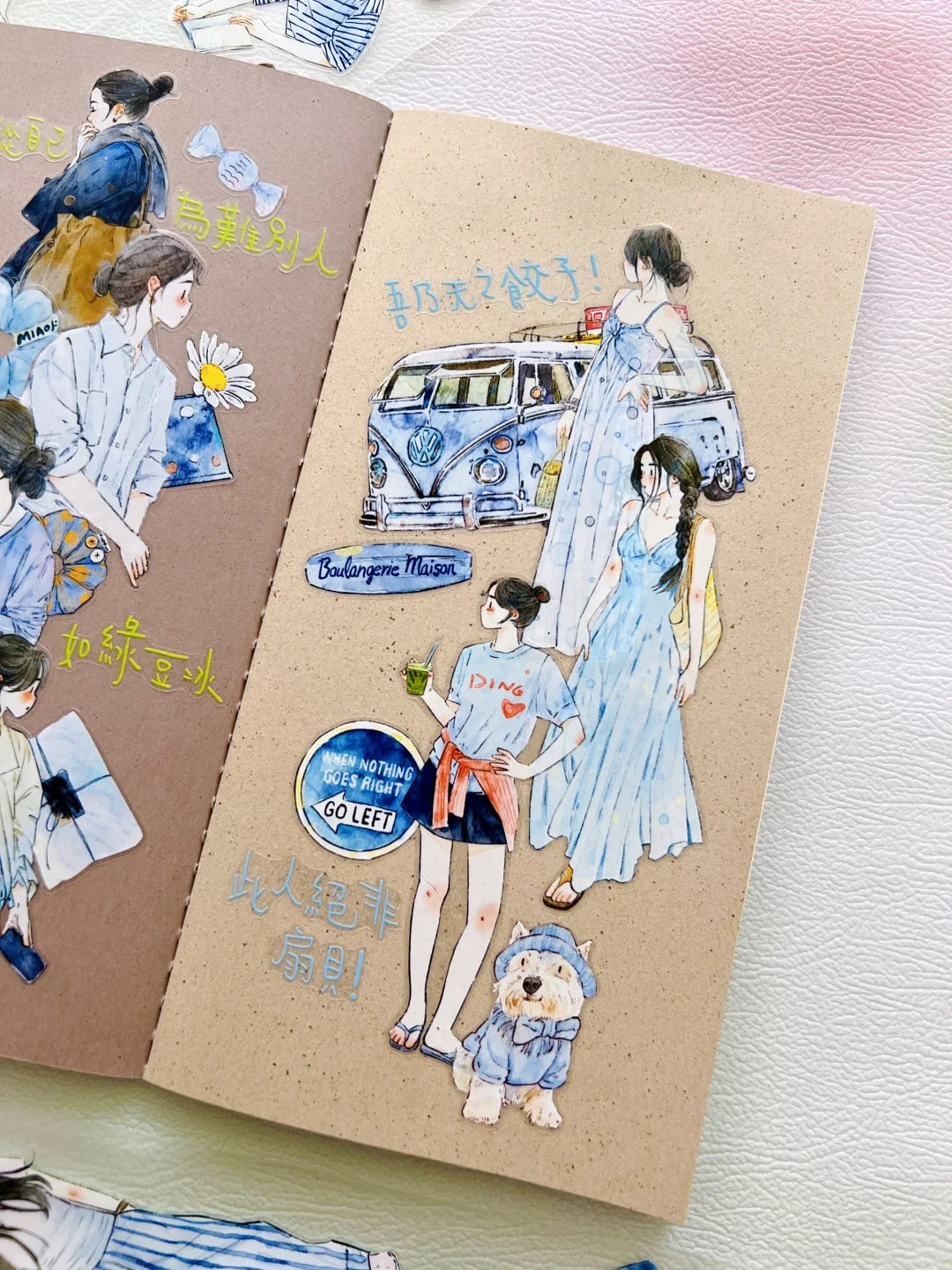 DingDing Washi Tape Set-2 Rolls(59+A57) Washi/PET Tape Stickers,Original Designs,Fashion Characters Figures for Scrapbooks Supplies,Journaling,Junk Journal,Bullet Journals,Planners