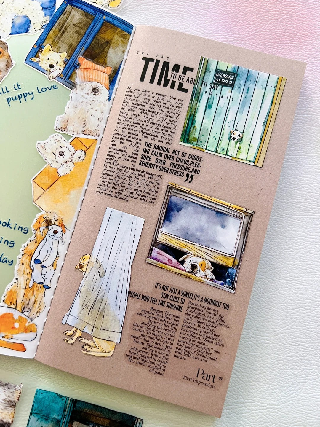 DingDing Washi Tape Set-1 Rolls(55#Here's a Dog) Washi PET Tape Stickers,Original Designs,Fashion Characters Figures for Scrapbooks Supplies,Journaling,Junk Journal,Bullet Journals,Planners