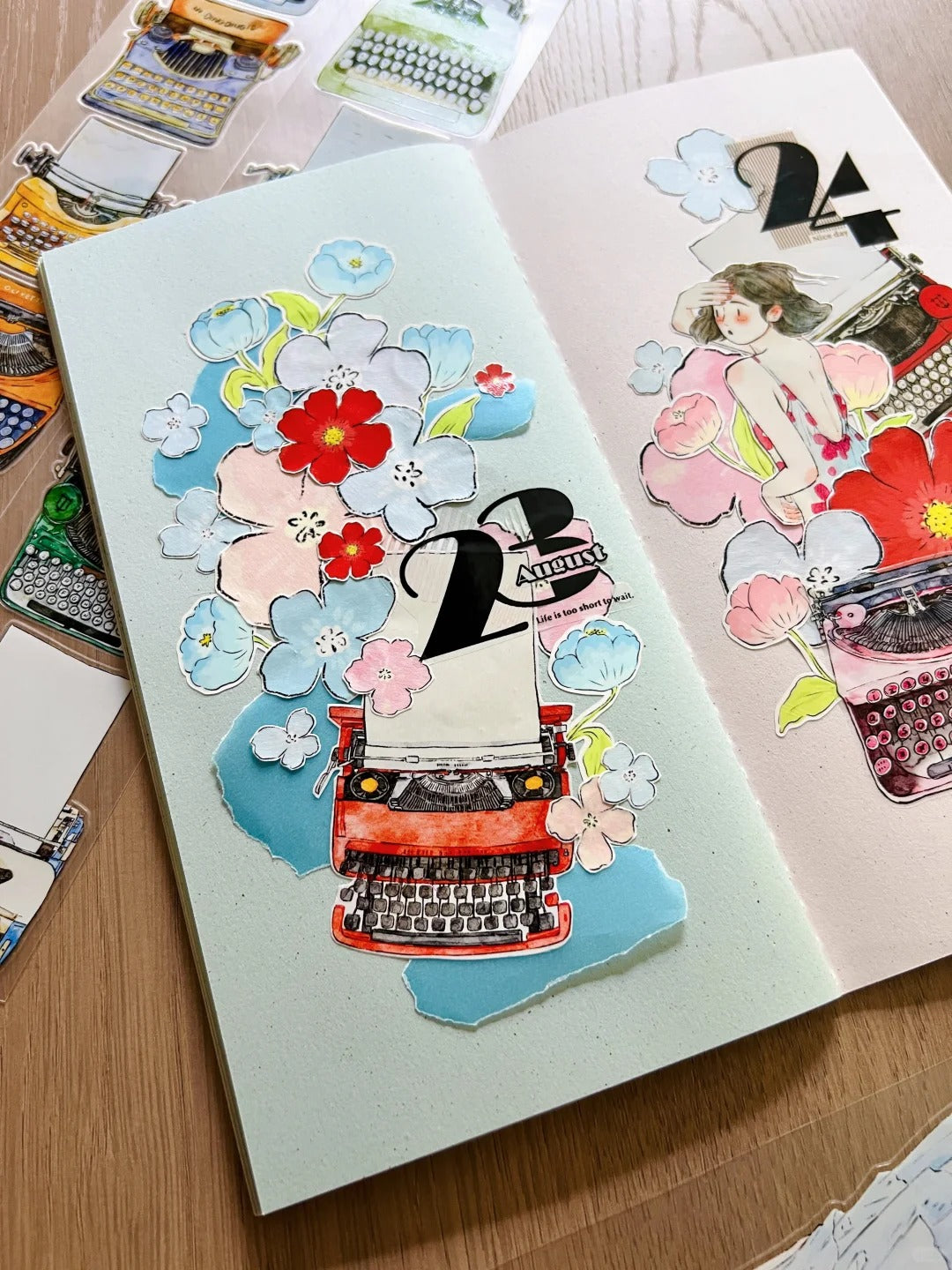 DingDing Seahorse Washi Tape Set-2 Rolls(A61+A64) Washi/PET Tape Stickers,Original Designs,Fashion Characters Figures for Scrapbooks Supplies,Journaling,Junk Journal,Bullet Journals,Planners