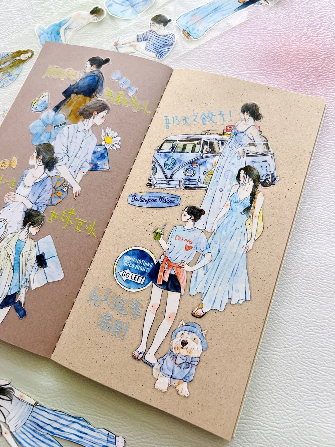 DingDing Washi Tape Set-2 Rolls(59+A57) Washi/PET Tape Stickers,Original Designs,Fashion Characters Figures for Scrapbooks Supplies,Journaling,Junk Journal,Bullet Journals,Planners