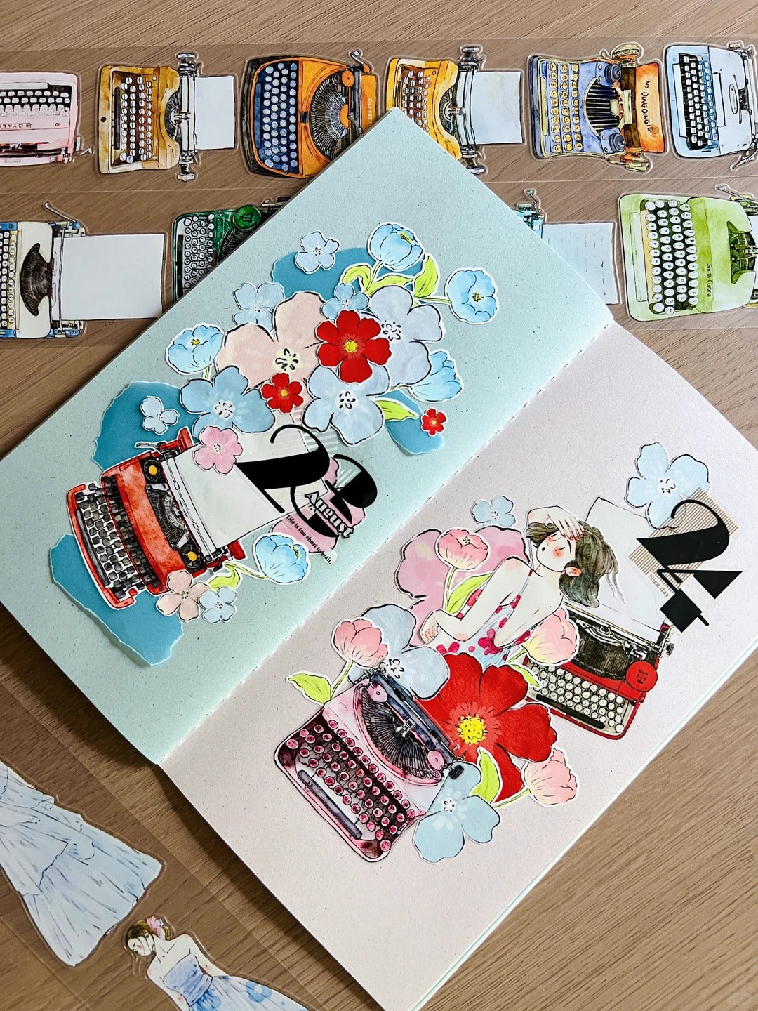 DingDing Seahorse Washi Tape Set-2 Rolls(A61+A64) Washi/PET Tape Stickers,Original Designs,Fashion Characters Figures for Scrapbooks Supplies,Journaling,Junk Journal,Bullet Journals,Planners