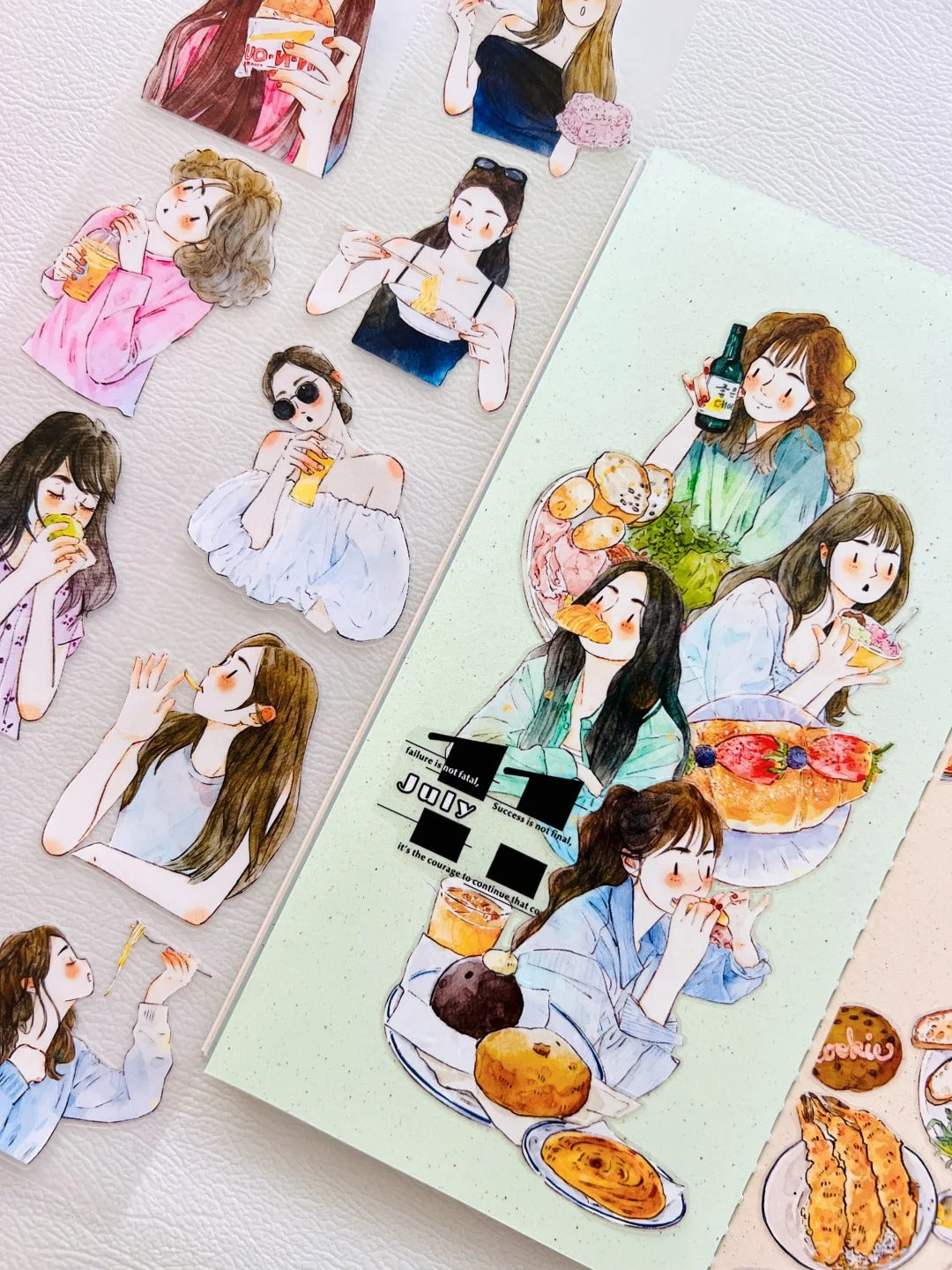 DingDing Washi Tape Set-2 Rolls(56+57) Washi/PET Tape Stickers,Original Designs,Fashion Characters Figures for Scrapbooks Supplies,Journaling,Junk Journal,Bullet Journals,Planners