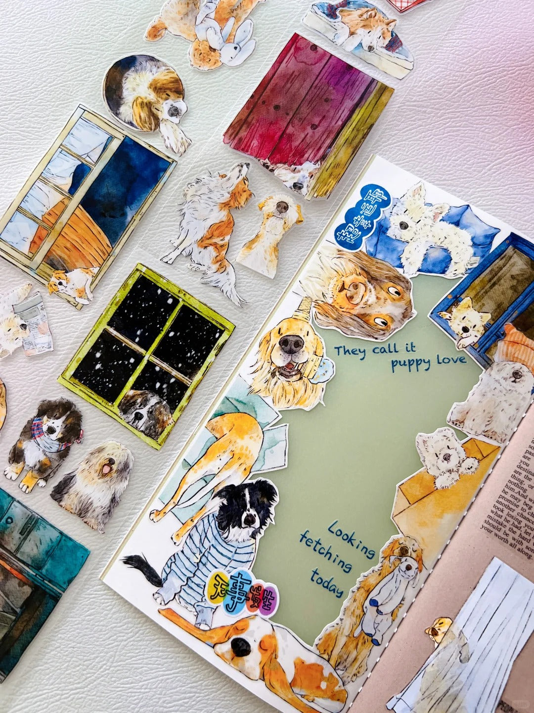 DingDing Washi Tape Set-1 Rolls(55#Here's a Dog) Washi PET Tape Stickers,Original Designs,Fashion Characters Figures for Scrapbooks Supplies,Journaling,Junk Journal,Bullet Journals,Planners