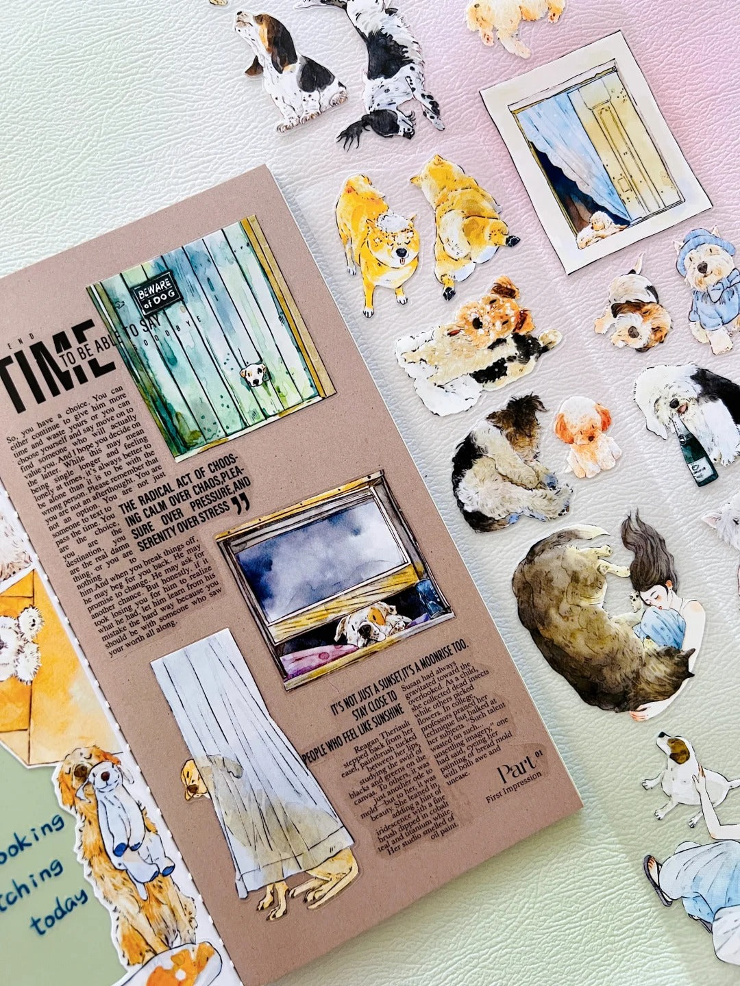 DingDing Washi Tape Set-1 Rolls(55#Here's a Dog) Washi PET Tape Stickers,Original Designs,Fashion Characters Figures for Scrapbooks Supplies,Journaling,Junk Journal,Bullet Journals,Planners