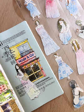 DingDing Seahorse Washi Tape Set-2 Rolls(A60+A61) Washi/PET Tape Stickers,Original Designs,Fashion Characters Figures for Scrapbooks Supplies,Journaling,Junk Journal,Bullet Journals,Planners