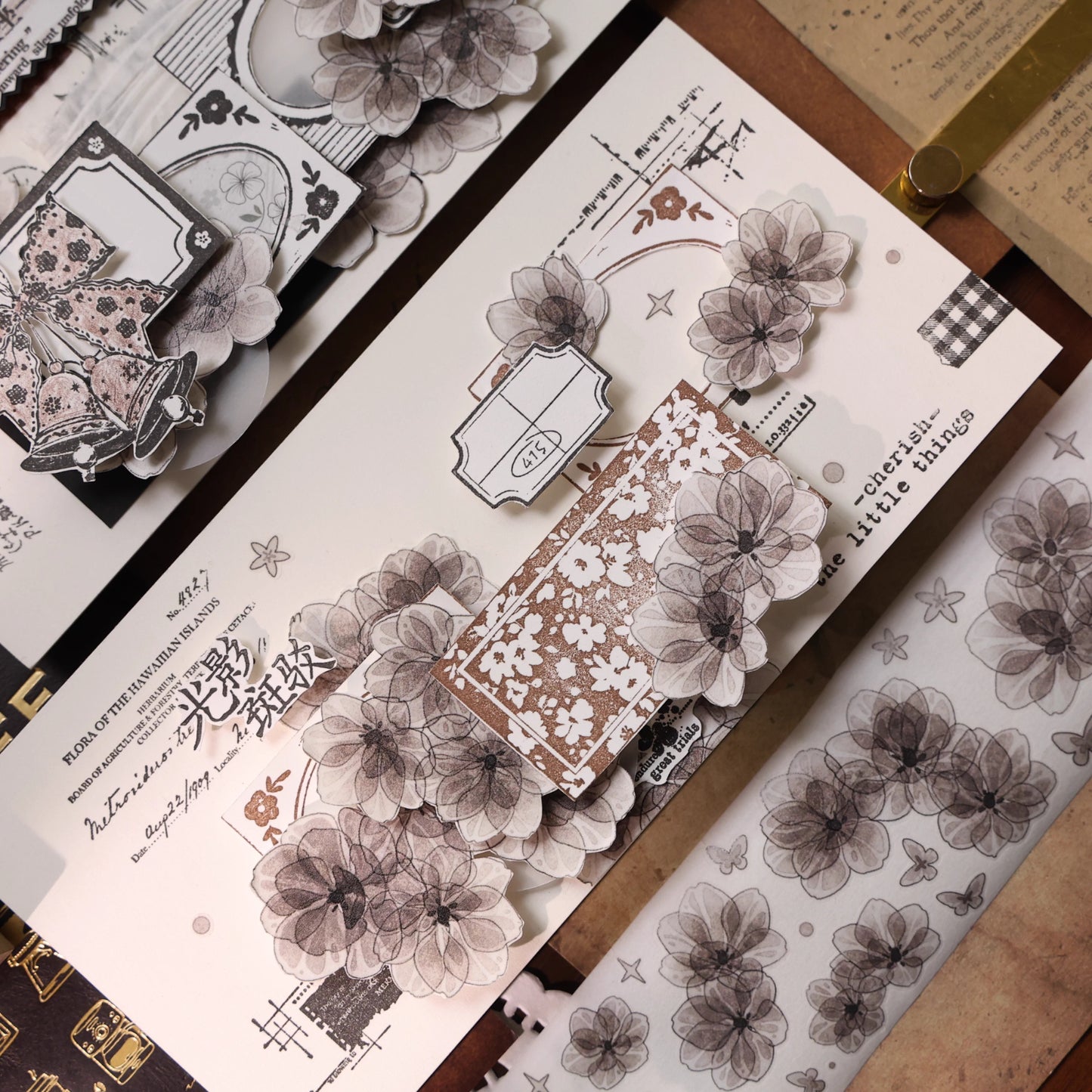 YiEr Vol16【Floral Notes Stamp】Imported Maple Red Rubber and Maple Wood Stamp