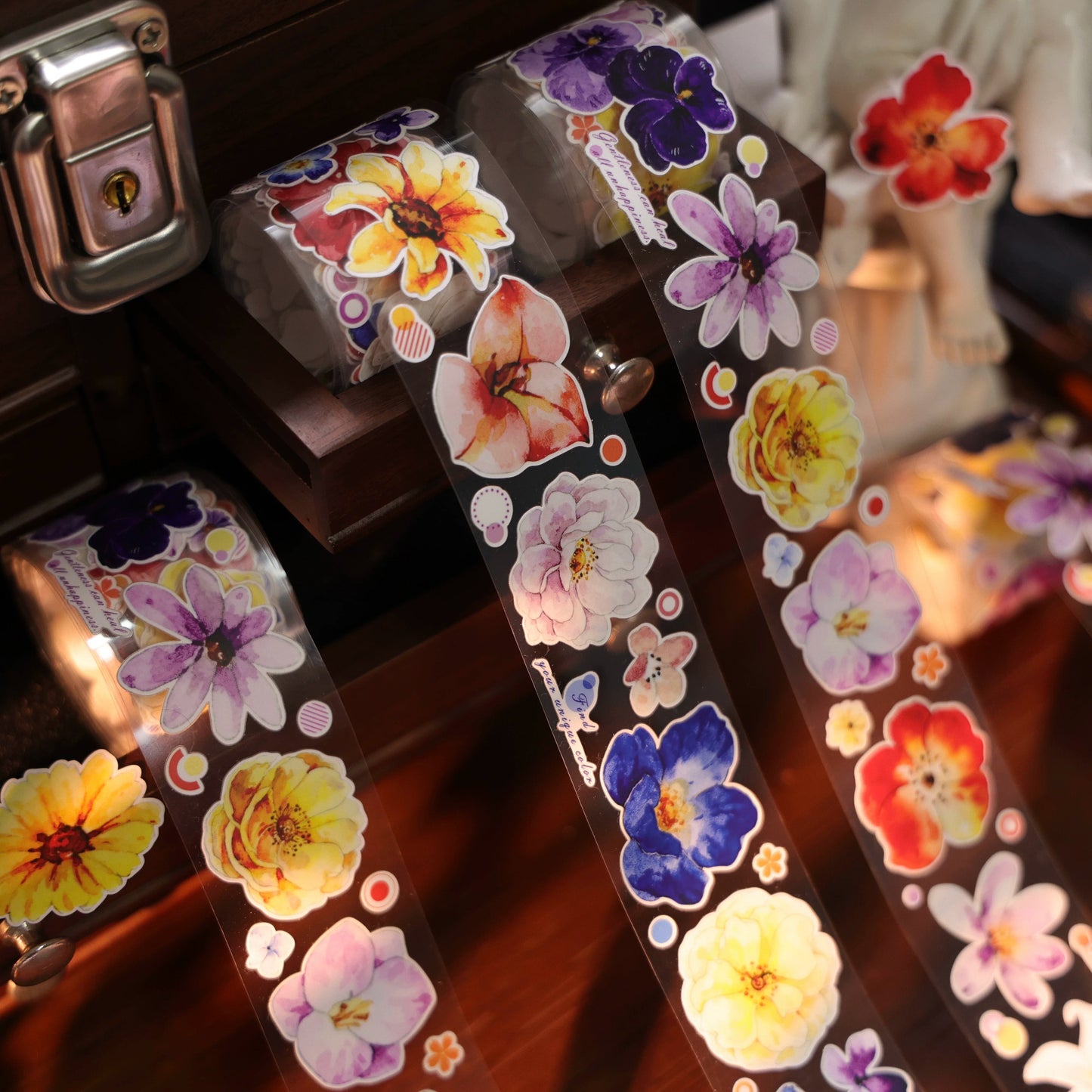 YiEr Vol17【Colorful Strips】Kiss-cut Floral Washi Tape and PET Stickers