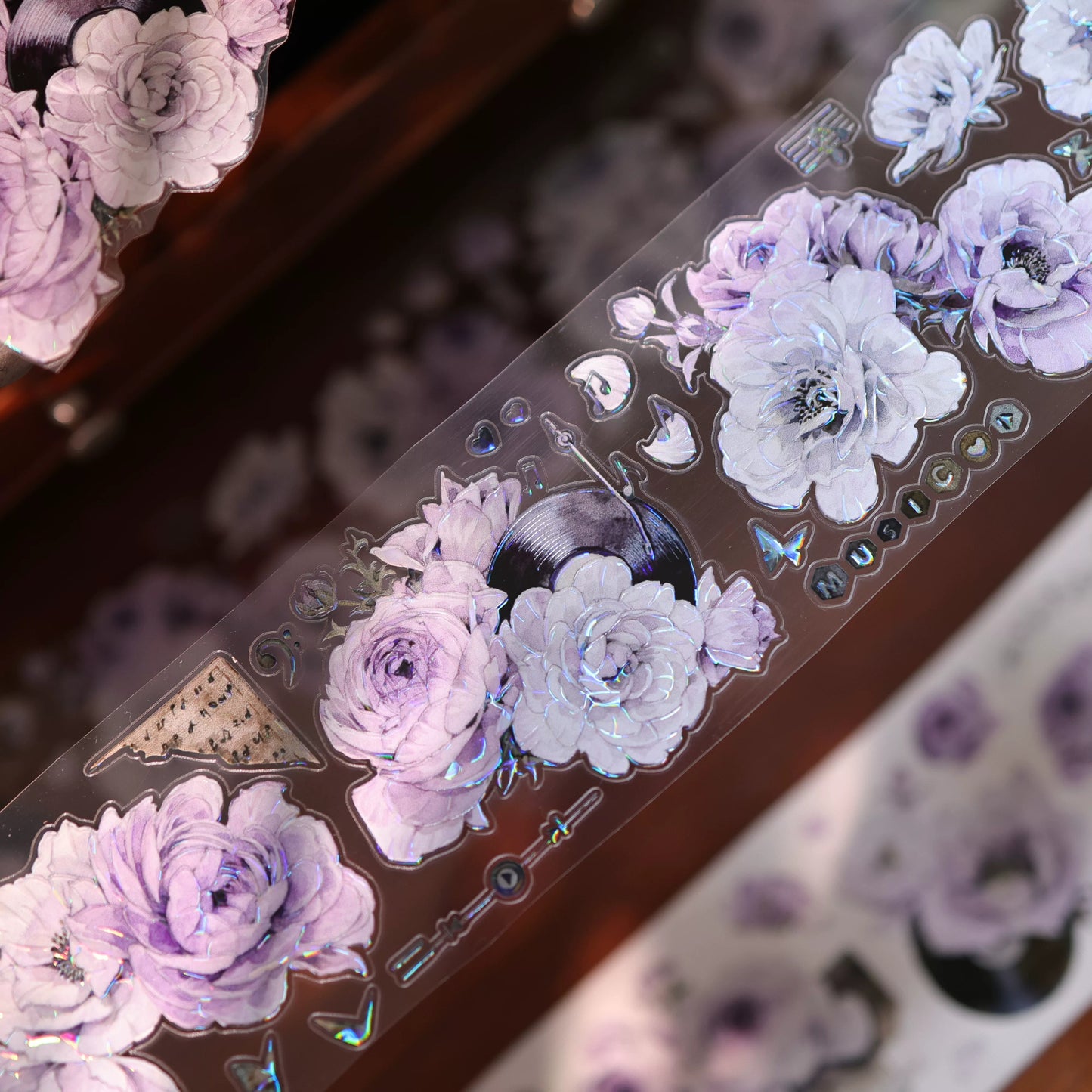 YiEr Vol17【Purple Echo】Kiss-cut Floral Washi Tape and PET Stickers
