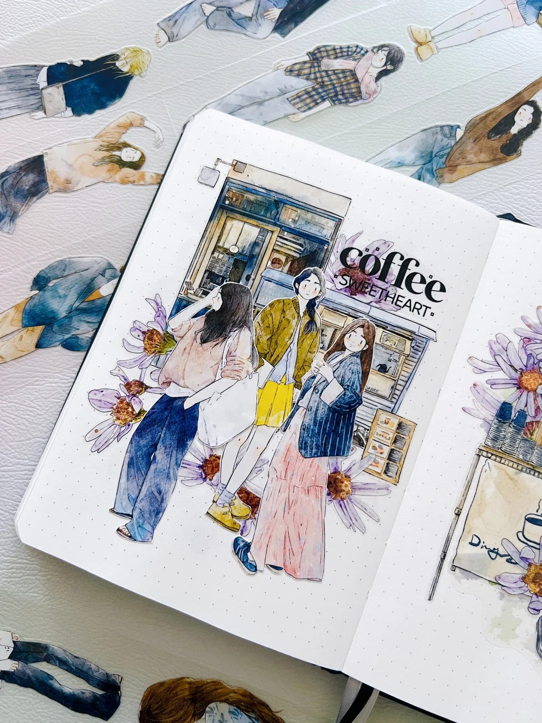 DingDing Washi Tape Set-2 Rolls(39+A50) Washi/PET Tape Stickers,Original Designs,Fashion Characters Figures for Scrapbooks Supplies,Journaling,Junk Journal,Bullet Journals,Planners