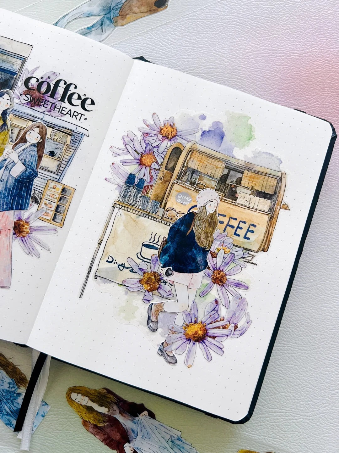 DingDing Washi Tape Set-2 Rolls(39+A50) Washi/PET Tape Stickers,Original Designs,Fashion Characters Figures for Scrapbooks Supplies,Journaling,Junk Journal,Bullet Journals,Planners