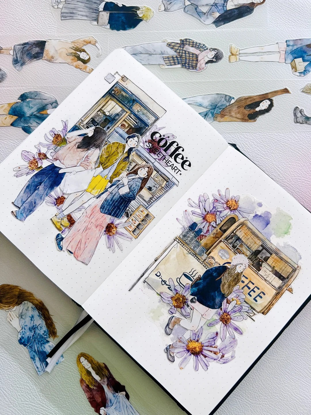 DingDing Washi Tape Set-2 Rolls(39+A50) Washi/PET Tape Stickers,Original Designs,Fashion Characters Figures for Scrapbooks Supplies,Journaling,Junk Journal,Bullet Journals,Planners