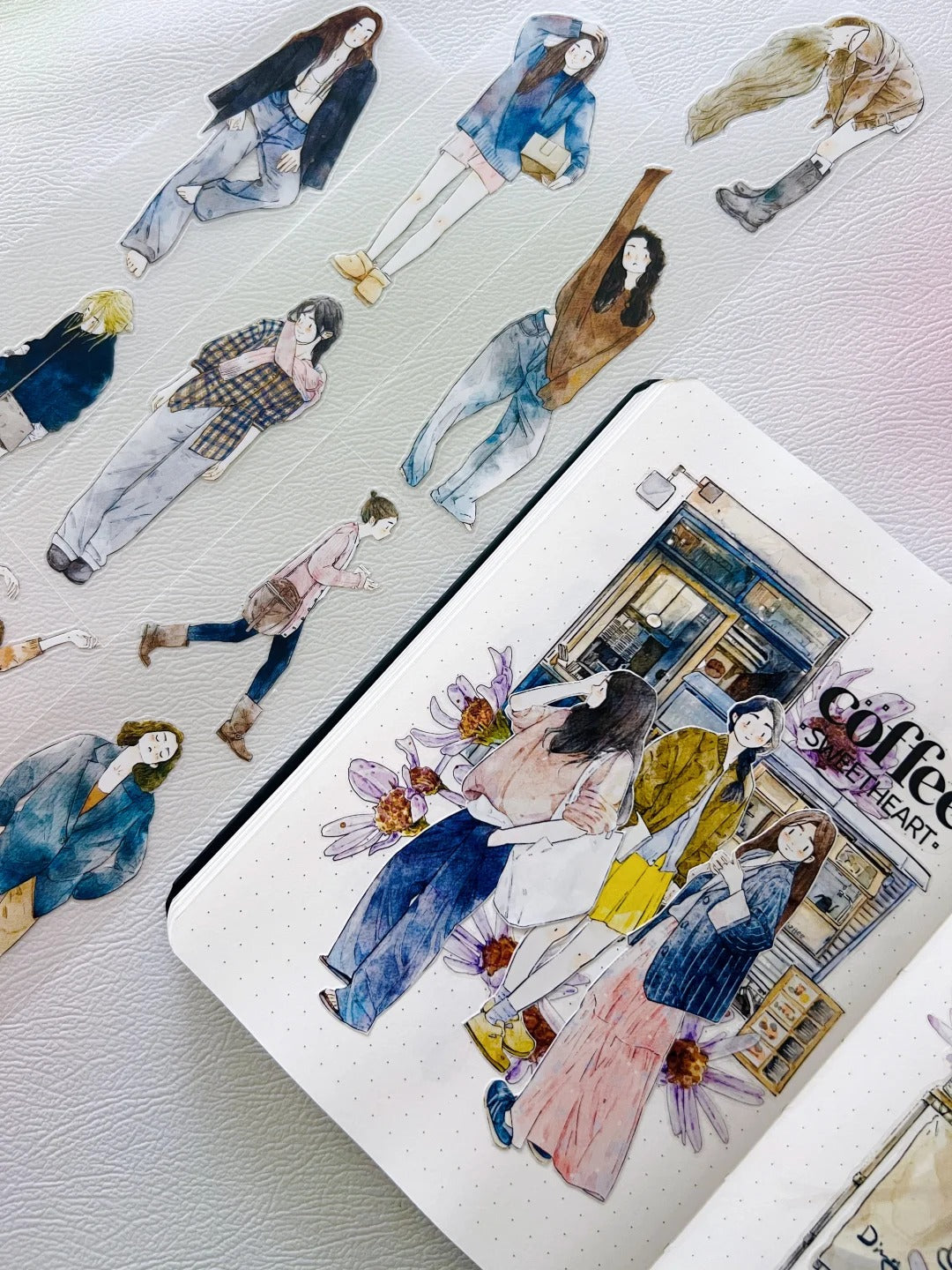 DingDing Washi Tape Set-2 Rolls(39+A50) Washi/PET Tape Stickers,Original Designs,Fashion Characters Figures for Scrapbooks Supplies,Journaling,Junk Journal,Bullet Journals,Planners