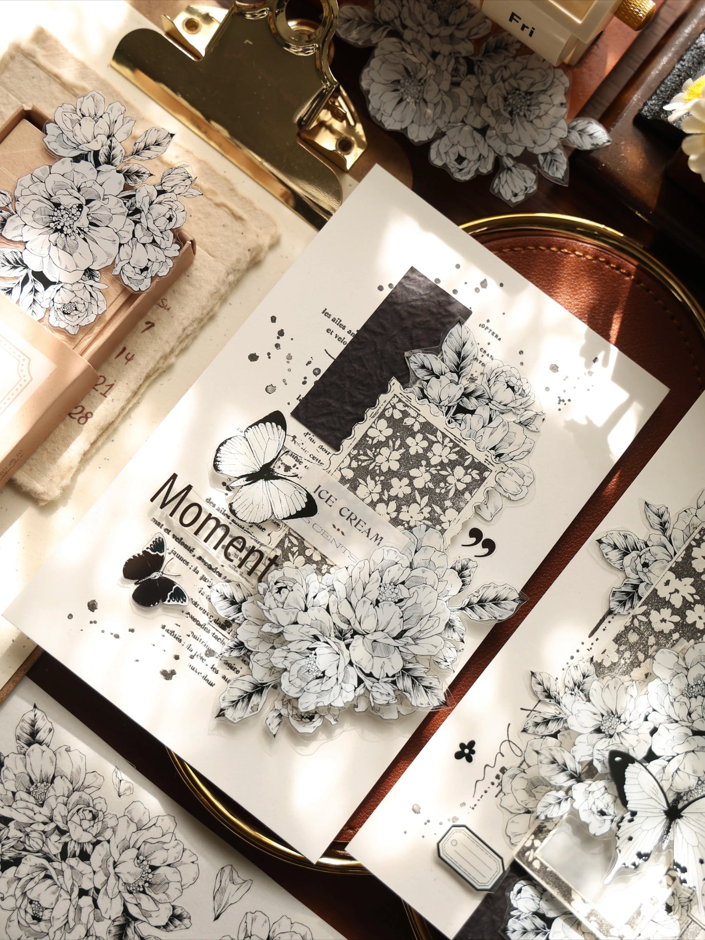 YiEr Vol16【Floral Notes Stamp】Imported Maple Red Rubber and Maple Wood Stamp