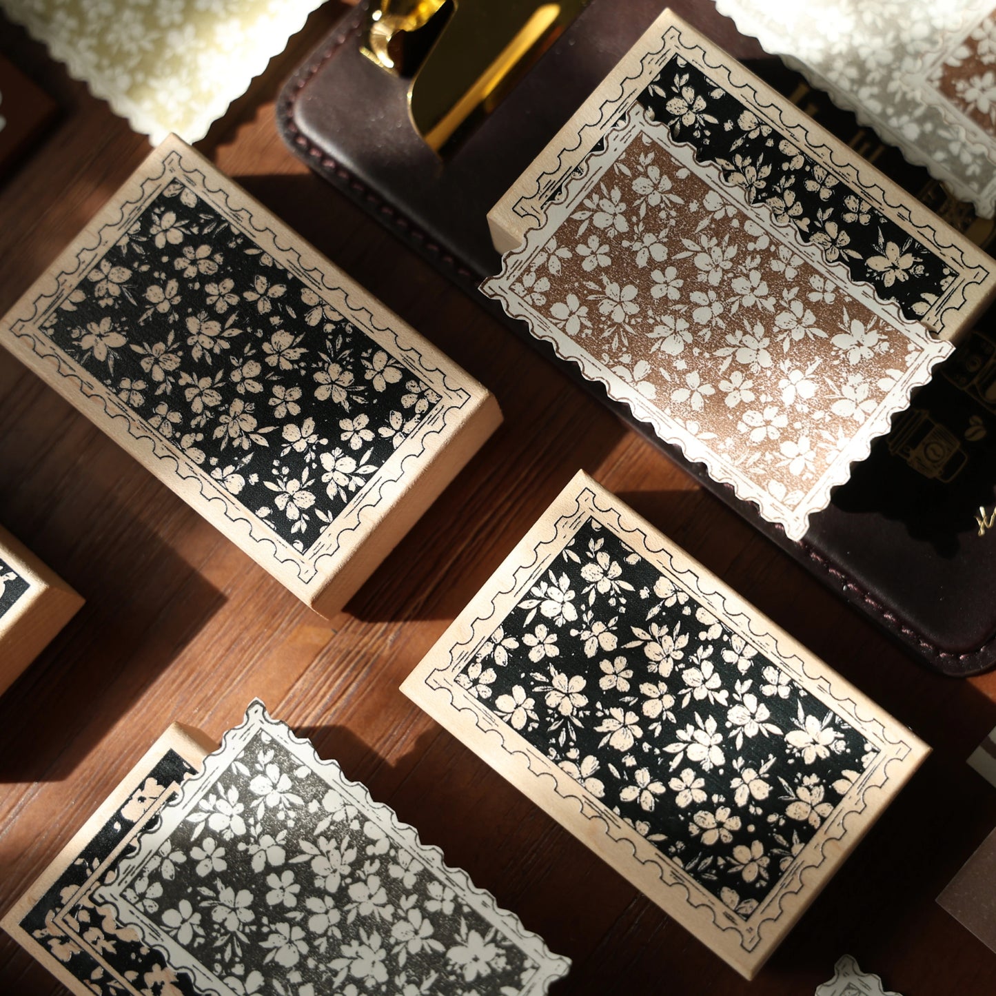 YiEr Vol16【Floral Notes Stamp】Imported Maple Red Rubber and Maple Wood Stamp