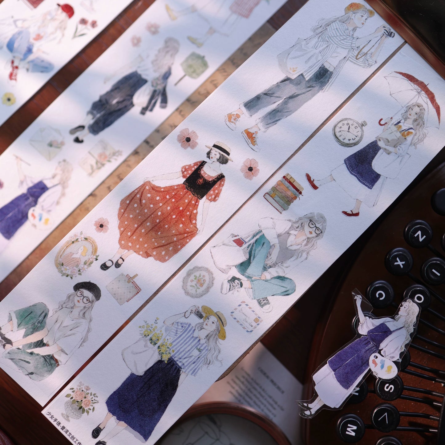 YiEr Vol17【Girl's Notebook】Kiss-cut Character Washi Tape and PET Stickers