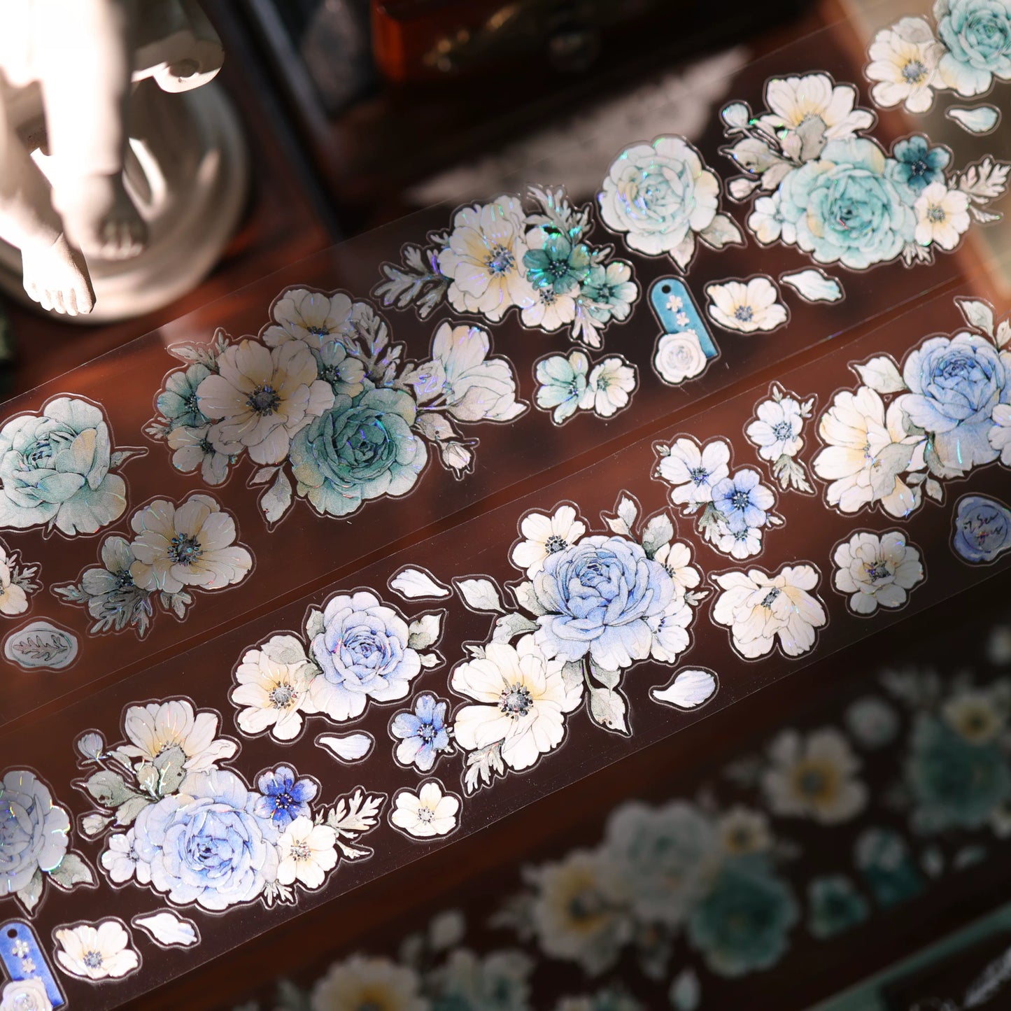YiEr Vol17【Blue-Violet Flower】Kiss-cut Floral Washi Tape and PET Stickers