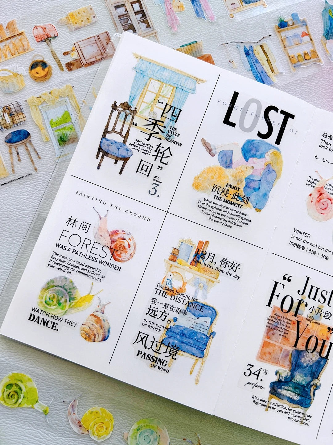 DingDing NuNu Washi Tape Set-2 Rolls(N03+N04) Washi/PET Tape Stickers,Original Designs for Scrapbooks Supplies,Junk Journal,Bullet Journals,Planners