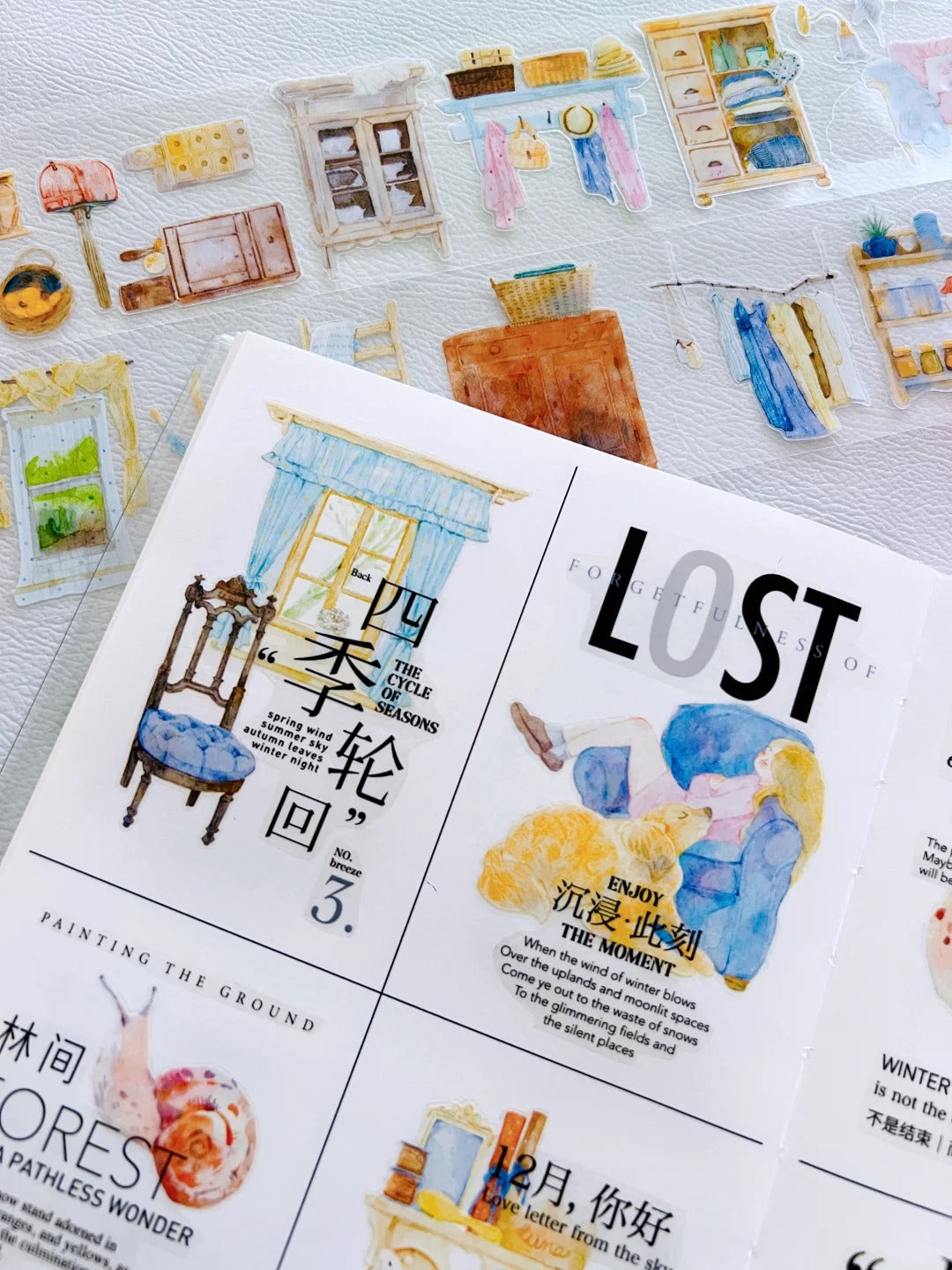 DingDing NuNu Washi Tape Set-2 Rolls(N03+N04) Washi/PET Tape Stickers,Original Designs for Scrapbooks Supplies,Junk Journal,Bullet Journals,Planners