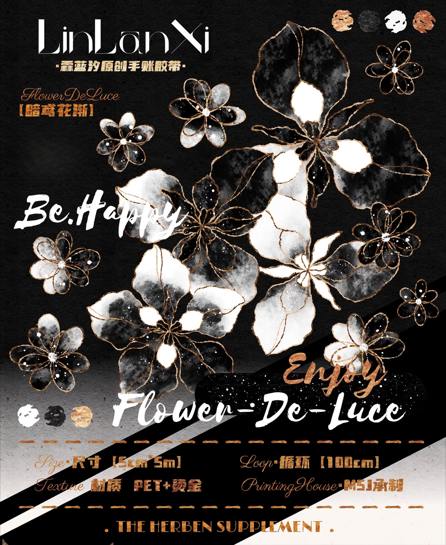 Linlanxi Vol13【Dark Kite Flowers Gradually】Original Design Retro Exquisite Vintage Decorative Washi/Pet Tape