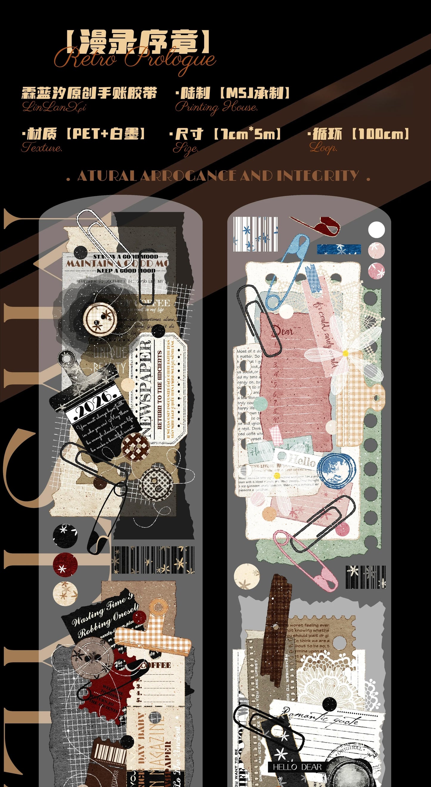 Linlanxi Vol14【Introduction to Comic Records】Original Design Retro Exquisite Vintage Decorative Washi/Pet Tape