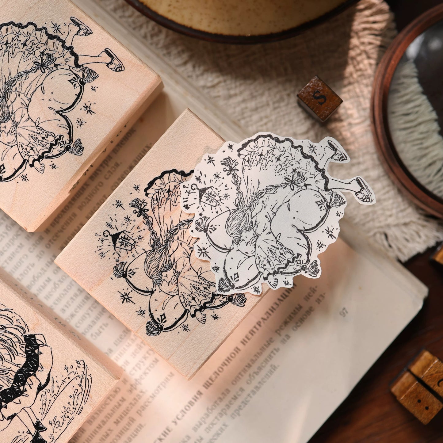 YiEr Vol17【Magical Girl】Imported Maple Red Rubber and Maple Wood Stamp