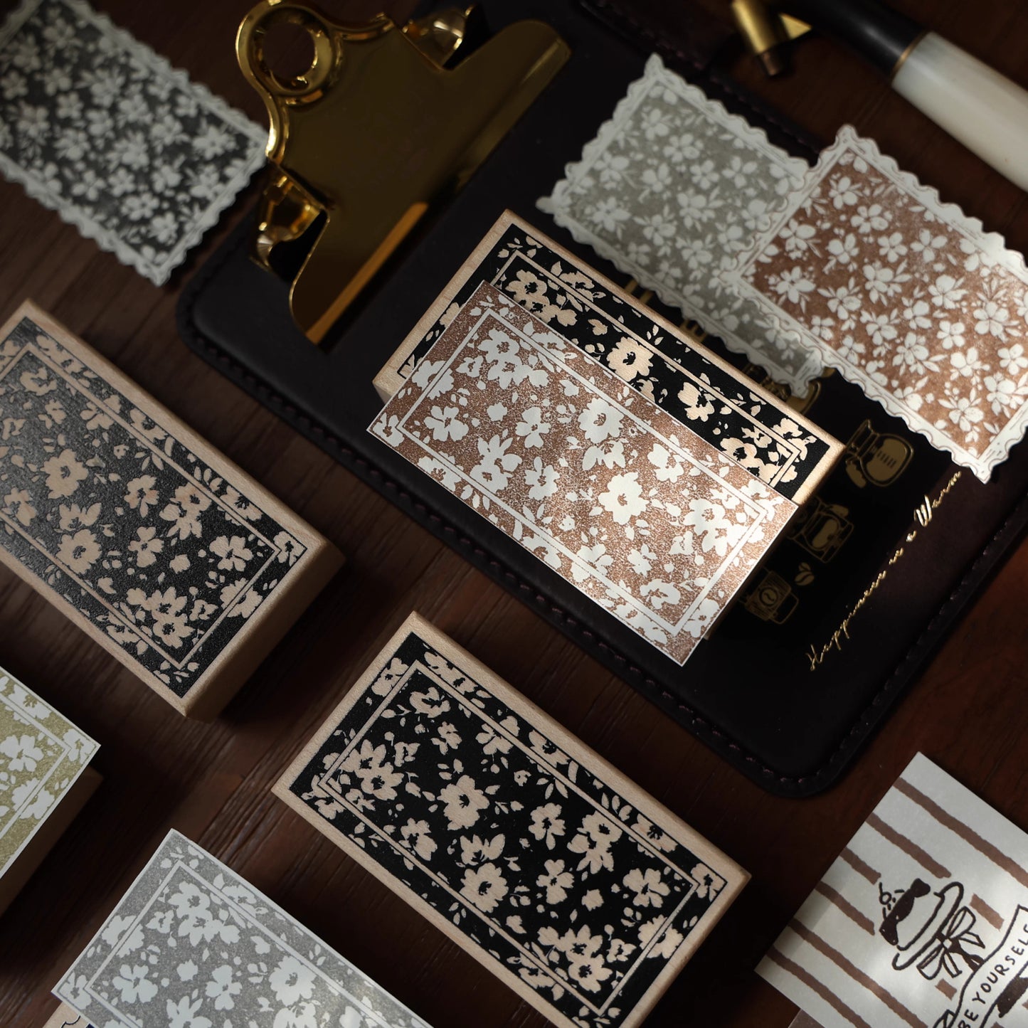 YiEr Vol16【Floral Notes Stamp】Imported Maple Red Rubber and Maple Wood Stamp